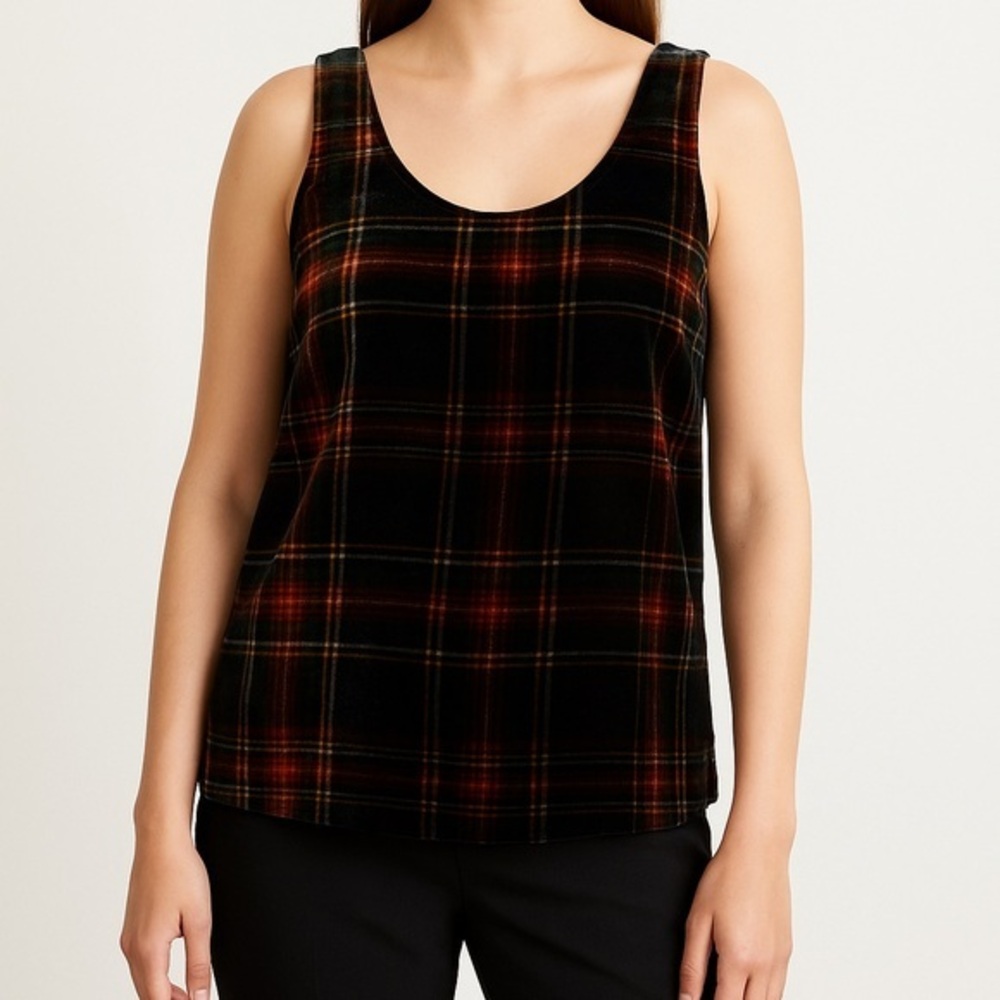 J. Crew velvet plaid tank top NWT